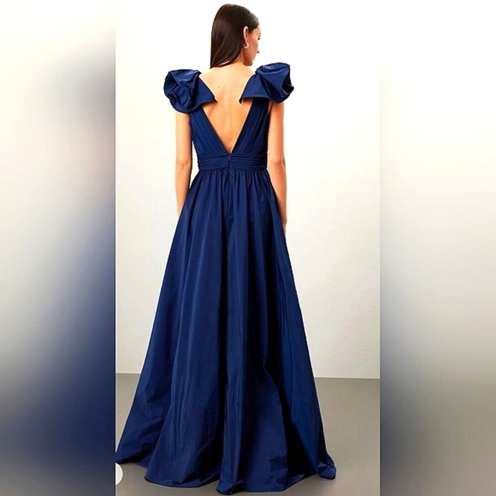 Marchesa Notte Taffeta Ball Gown Navy Blue 6 - Picture 11 of 11